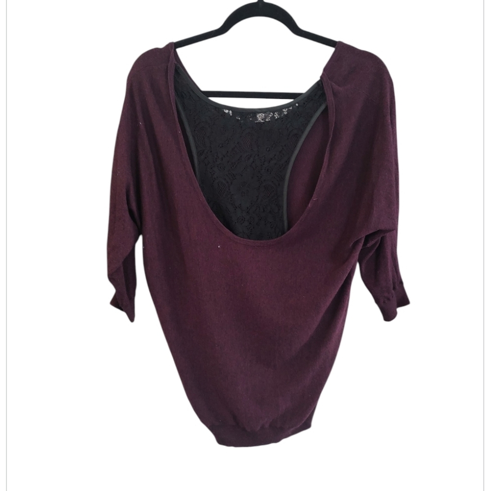 Express Women's Deep Purple Scoop Neck Sweater - Picture 2 of 4